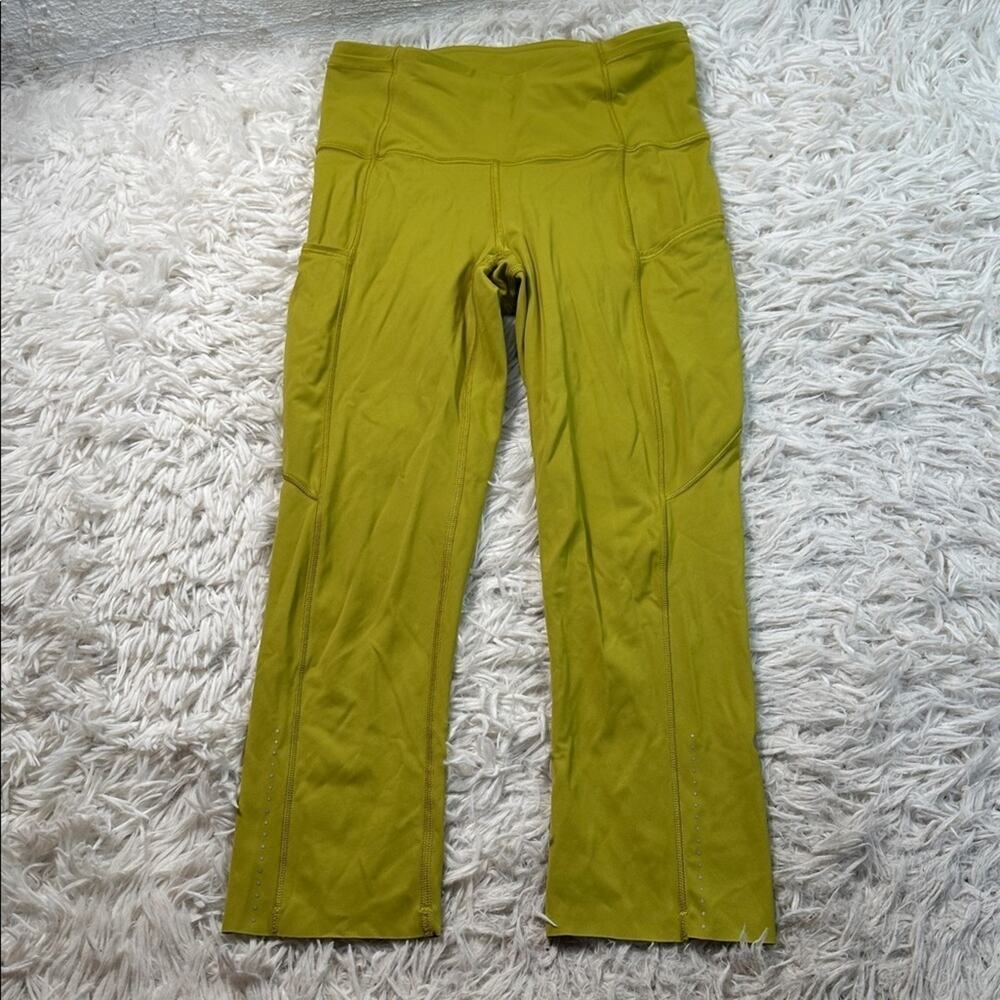 Lululemon Fast and Free Crop II 19" *Nulux Golden Lime